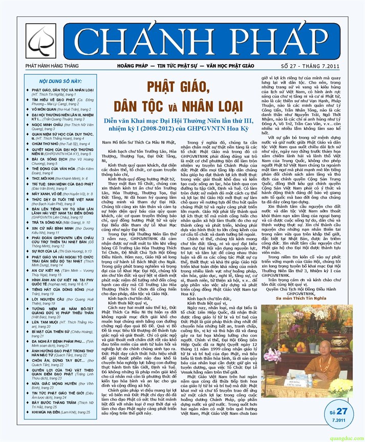 Nguyệt san Chánh Pháp số 27