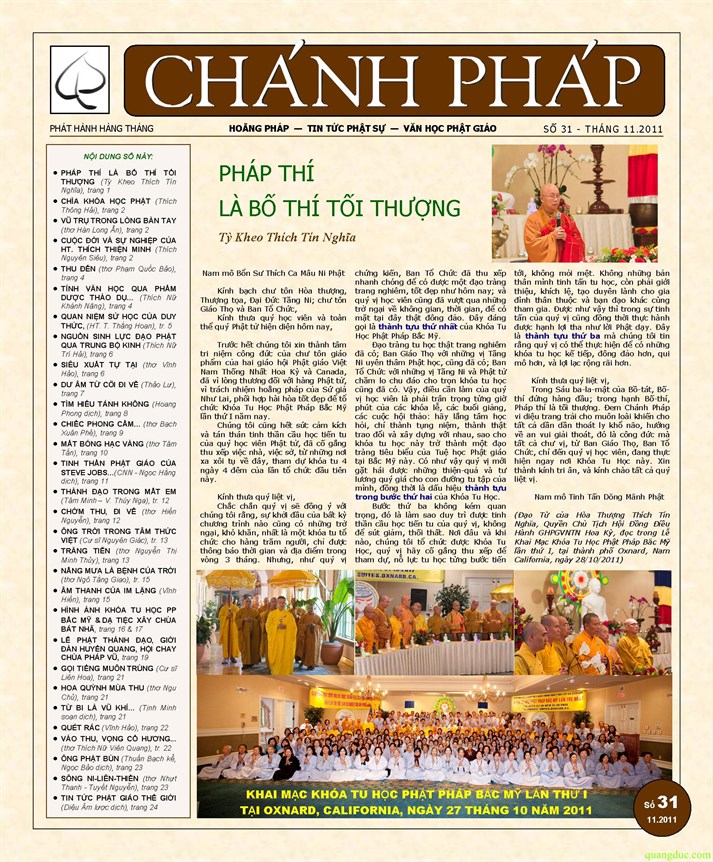 Nguyệt san Chánh Pháp số 31